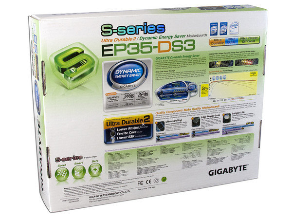 T. Madre Gigabyte GA-EP35-DS3, ChipSet Intel P35,
Soporta: Cel.400, DualCore/2Duo/Quad, 1066/1333MHz,
Memoria: DDR2 1066/800/Mhz, 4 Bancos, 8GB Max,
Integrado: Audio 7.1, Red 10/100/1000,
Diseño: ATX, Ptos: 1xPCEx16, 3xPCEx1, 3xPCI