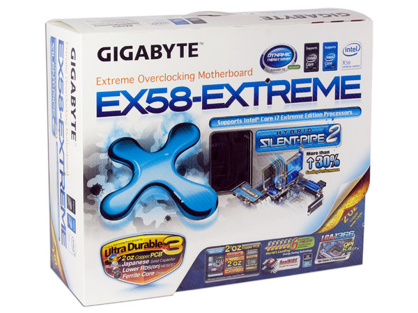 T. Madre GIGABYTE GA-EX58-EXTREME, ChipSet X58 Express,
Soporta: Core i7 920, 940, 965, QPI 4.8/6.4 GT/s,
Integrado: Audio 7.1, Red 10/100/1000,
Memoria: DDR3 2100+/1333/1066MHz, 24GB Max,
ATX, Soporta Triple CrossFireX y Triple SLI