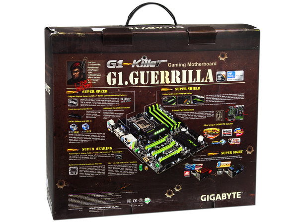 T. Madre Gigabyte G1.GUERRILLA, ChipSet Intel X58 Exp.,
Soporta: Core i7 Socket 1366,
Integrado: Audio HD, Red,
USB 3.0 y SATA 3.0,
Memoria: DDR3 2200/1333/1066MHz, 24GB Max,
ATX, Ptos: 3xPCIEx16, 2xPCIEx1.