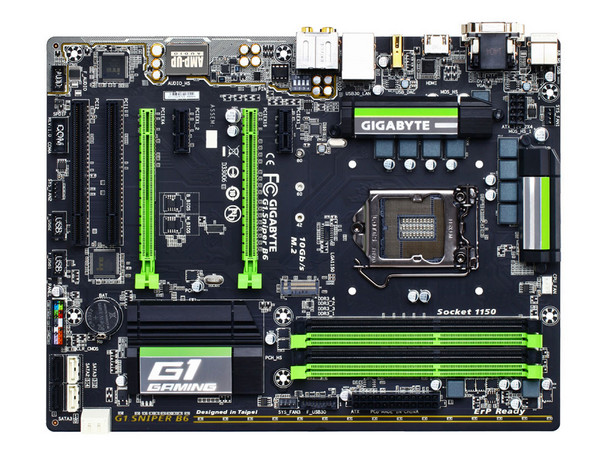 T. Madre Gigabyte G1.Sniper B6, ChipSet B85,
Soporta: Core i7/i5/i3/Pentium/Celeron de Socket 1150,
Memoria: DDR3 1600/1333 MHz, 32GB Max,
Integrado: Audio HD, Red,
USB 3.0 y SATA 3.0,
ATX, Ptos: 2xPCIEx16, 2xPCIEx1, 2xPCI
