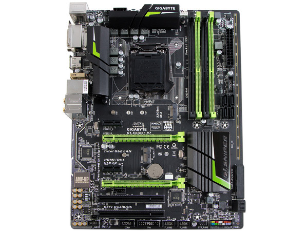 T. Madre Gigabyte G1.Sniper B7, ChipSet Intel B150 Exp.,
Soporta: Core i7/i5/i3/Pentium de Socket 1151,
Memoria: DDR4 2133 MHz, 64GB Max,
Integrado: Audio HD, Red,
USB 3.0 y SATA 3.0,
ATX, Ptos: 2xPCIEX16, 2xPCIEX1, 2xPCI