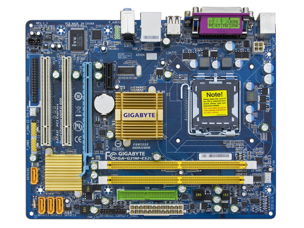 T. Madre GIGABYTE G31M-ES2L, ChipSet Intel G31Exp,
Soporta: Core 2 Quad, Core 2 Duo, 1066/1333/1600*MHz,
Integrado: Audio HD, Red, Video Intel GMA 3100,
Memoria: DDR2 800/667, 2 Bancos, 4GB Max,
Diseño: MicroATX, Ptos: 1xPCEx16, 1xPCEx1, 2xPCI