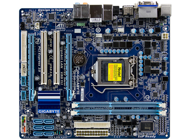 T. Madre Gigabyte GA-H55M-S2H, ChipSet Intel H55 Exp.,
Soporta: Core i7, Core i5 y Core i3 de Socket 1156,
Integrado: Audio 5.1, Red 10/100/1000,
Memoria: DDR3 2200+/1800MHz, 8GB Max,
mATX, Ptos: 2xPCEX16, 2xPCI