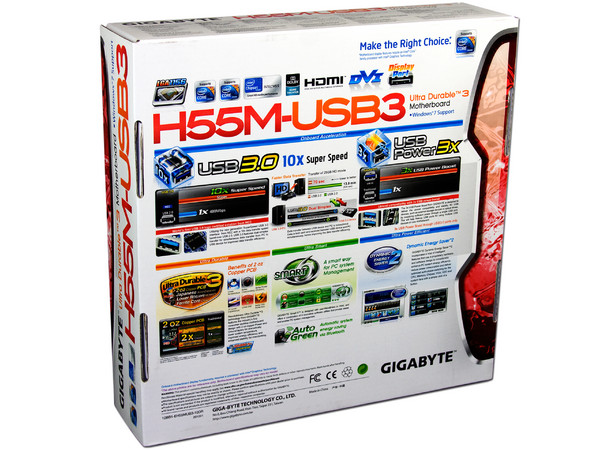 T. Madre Gigabyte GA-H55M-USB3, ChipSet Intel H55 Exp.,
Soporta: Core i7, Core i5 y Core i3 de Socket 1156,
USB 3.0,
Memoria: DDR3 2200+/1800/1600MHz, 16GB Max,
Micro ATX, Ptos: 2xPCEx16, 2xPCIx1