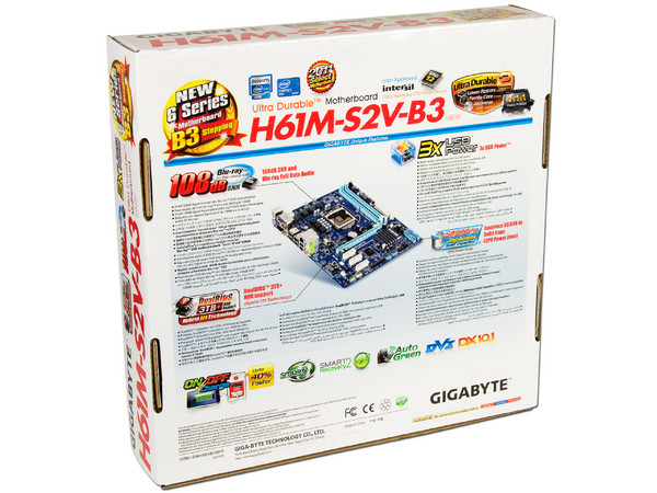 T. Madre Gigabyte GA-H61M-S2V-B3, ChipSet Intel H61 Exp.,
Soporta: Core i7/i5/i3 de Socket 1155,
Memoria: DDR3 1333/1066/800MHz, 16GB Max, 
Integrado: Audio HD, Red, 
Micro-ATX, Ptos: 1xPCIEx16, 3xPCIEx1.