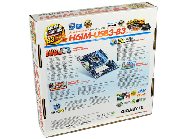 T. Madre Gigabyte GA-H61M-USB3-B3, ChipSet Intel H61 Exp.,
Soporta: Core i7/i5/i3 de Socket 1155,
Integrado: Audio HD, Red 10/100/1000,
USB 3.0,
Memoria: DDR3 1333/1066MHz, 16GB Max,
M-ATX, Ptos: 1xPCIEX16, 1xPCIEX1