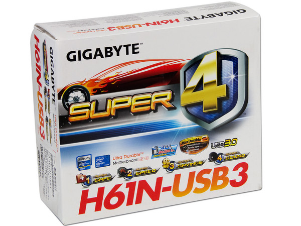 T. Madre Gigabyte H61N-USB3, ChipSet Intel H61 Exp.,
Soporta: Core i7/ i5/ i3/ de Socket 1155,
Memoria: DDR3 1333/1066/800 MHz, 16GB Max,
Integrado: Audio HD, Red,
USB 3.0,
Mini-ITX, Ptos: 1xPCIEx16.
