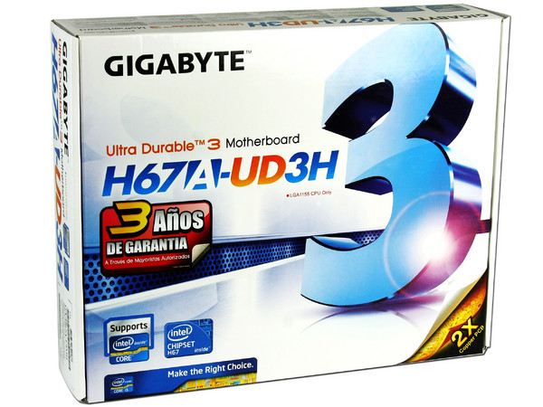 T. Madre Gigabyte GA-H67A-UD3H, ChipSet Intel H67 Exp.,
Soporta: Core i7, Core i5 y Core i3 de Socket 1155,
USB 3.0 y Serial ATA 3.0,
Memoria: DDR3 1333/1066/800 MHz, 16GB Max,
ATX, Ptos: 2xPCEx16, 2xPCEx1, 3xPCIx1