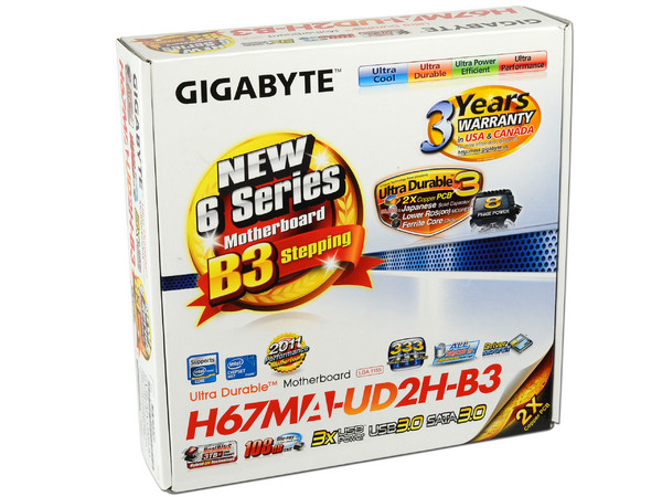 T. Madre Gigabyte GA-H67MA-UD2H-B3, ChipSet Intel H67 Exp.,
Soporta: Core i7/i5/i3 de Socket 1155,
USB 3.0 y Serial ATA 3.0,
Integrado: Audio HD, Red, 
Memoria: DDR3 1333/1600/800MHz, 32GB Max, 
M-ATX, Ptos: 2xPCEx16, 2XPCIEx1