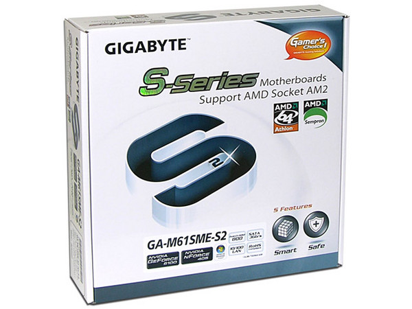 T. Madre Gigabyte GA-M61SME-S2, ChipSet nForce 405,
Soporta: Phenom, Athlon 64/Athlon 64 X2, Socket AM2,
Integrado: Video NVIDIA, Audio 5.1, Red 10/100,
Memoria: 2x DDR2, Max. 8GB, Diseño MicroATX,
Ptos: 1xPCI-E X16, 1xPCI-E X1, 2xPC