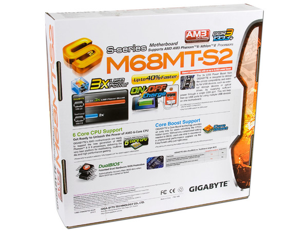 T. Madre Gigabyte GA-M68MT-S2, ChipSet Nvidia GeForce 7025,
Soporta: Phenom II, Socket AM3,
Integrado: Video Nvidia GeForce 7025, Audio HD, Red,
Memoria: DDR3 1666+/1333/1066, Max. 8GB,
MicroATX, Ptos: 1xPCIEX16, 2xPCIEX1, 1xPCI