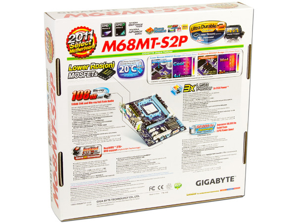 T. Madre Gigabyte GA-M68MT-S2P, Chipset GeForce 7025,
Soporta: Phenom II X6, Socket AM3,
Integrado: Audio HD, Red, Video Nvidia GeForce 7025,
Memoria: DDR3 1333(O.C.)/1066/800MHz, Max 8GB, 
Diseño mATX, Ptos: 1xPCIEX16, 2xPCIEX1, 1xPCI