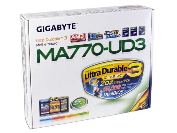 T. Madre Gigabyte GA-MA770-UD3, ChipSet AMD 770,
Soporta: Phenom I y II, Athlon 64X2, Socket AM2+,
Integrado: Audio HD, Red,
Memoria: DDR2 1200/1066Mhz, Max. 16GB, Diseño ATX,
Ptos: 1xPCIEX16, 4xPCIEX1, 2xPCI