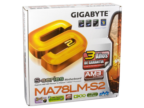 T. Madre Gigabyte GA-MA78LM-S2, ChipSet AMD 760G,
Soporta: Phenom I y II, Athlon 64X2, Socket AM2+,
Integrado: Video ATI HD3000, Audio HD, Red,
Memoria: DDR2 1200(OC)/1066Mhz, Max. 8GB,
MATX, Ptos: 1xPCIEX16, 1xPCIEX1, 2xPCI