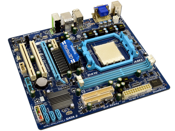 T. Madre Gigabyte GA-MA78LMT-S2, ChipSet AMD 760G,
Soporta: Phenom II, Athlon II, Socket AM3,
Integrado: Video Radeon HD 3000, Audio HD, Red,
Memoria: DDR3 1333+/1066MHz, Max. 8GB,
MATX, Ptos: 1xPCIEX16, 1xPCIEX1, 2xPCI