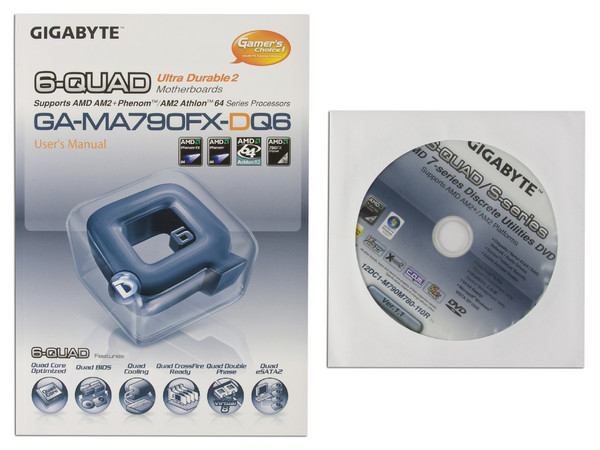 T. Madre Gigabyte GA-MA790FX-DQ6, ChipSet AMD 790FX,
Soporta: Phenom, Athlon 64 X2, Socket AM2+,
Integrado: Audio HD 7.1, Red 10/100/1000,
Memoria: 4x DDR2, Max. 16GB, Diseño ATX,
Ptos: 2xPCI
