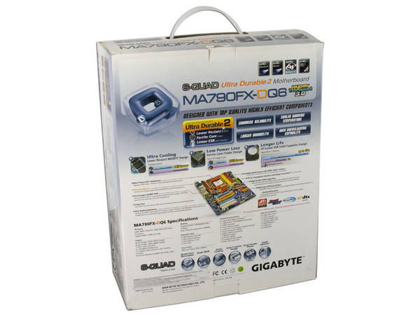 T. Madre Gigabyte GA-MA790FX-DQ6, ChipSet AMD 790FX,
Soporta: Phenom, Athlon 64 X2, Socket AM2+,
Integrado: Audio HD 7.1, Red 10/100/1000,
Memoria: 4x DDR2, Max. 16GB, Diseño ATX,
Ptos: 2xPCI