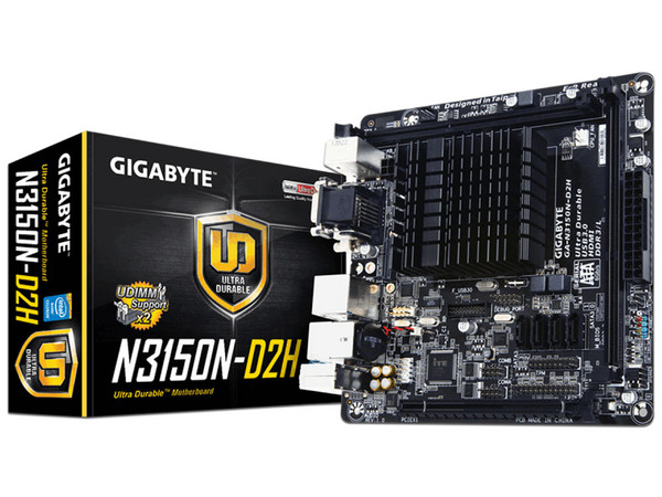 T. Madre Gigabyte GA-N3150N-D2H,
Procesador integrado: Intel Celeron N3150,
Memoria: DDR3/DDR3L 1600/1333 MHz,
Integrado: Audio HD y Red,
USB 3.0/2.0, M.2, SATA 3.0,
Mini-ITX,
Puertos: PCI Express x16.
