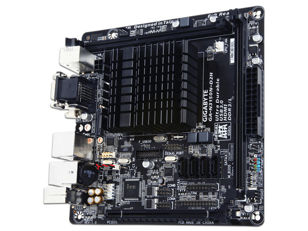 T. Madre Gigabyte GA-N3150N-D2H,
Procesador integrado: Intel Celeron N3150,
Memoria: DDR3/DDR3L 1600/1333 MHz,
Integrado: Audio HD y Red,
USB 3.0/2.0, M.2, SATA 3.0,
Mini-ITX,
Puertos: PCI Express x16.