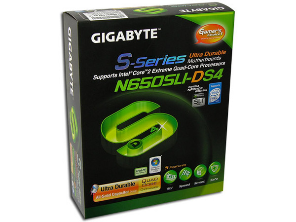 T. Madre GIGABYTE GA-N650SLI-DS4, ChipSet 650iSLI,
Soporta: Core 2 Quad, Core 2 Duo, 800/1066/1333MHz,
Integrado: Audio 7.1, Red 10/100/1000 LAN,
Memoria: DDR2 800/667/533, 4 Bancos, 8GB Max,
Diseño: ATX, Ptos: 2xPCEx16, 2xPCEx1, 3 PCI