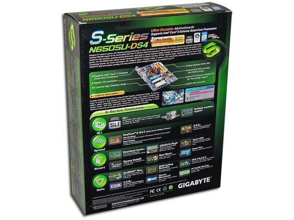 T. Madre GIGABYTE GA-N650SLI-DS4, ChipSet 650iSLI,
Soporta: Core 2 Quad, Core 2 Duo, 800/1066/1333MHz,
Integrado: Audio 7.1, Red 10/100/1000 LAN,
Memoria: DDR2 800/667/533, 4 Bancos, 8GB Max,
Diseño: ATX, Ptos: 2xPCEx16, 2xPCEx1, 3 PCI