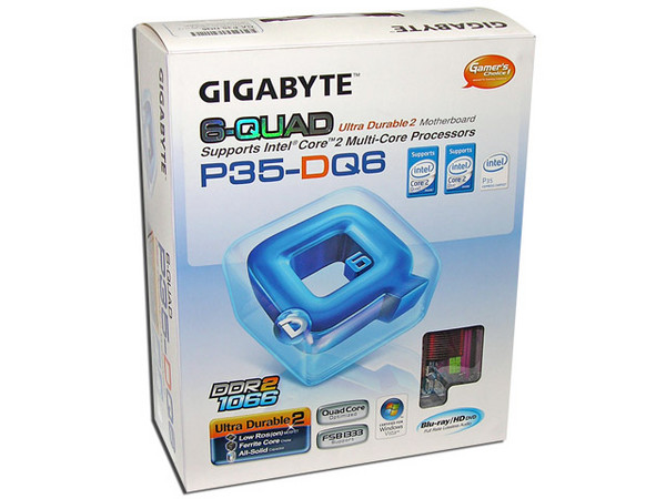 T. Madre GIGABYTE GA-P35-DQ6, ChipSet Intel P35E,
Soporta: Core 2 Quad, Core 2 Duo, 800/1066/1333MHz,
Integrado: Audio 7.1, Red 10/100/1000 LAN,
Memoria: DDR2 1066/800/667, 4 Bancos, 8GB Max,
Diseño: ATX, Ptos: 2xPCEx16, 3xPCEx1, 2 PCI