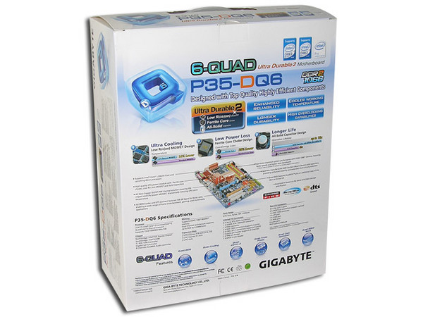T. Madre GIGABYTE GA-P35-DQ6, ChipSet Intel P35E,
Soporta: Core 2 Quad, Core 2 Duo, 800/1066/1333MHz,
Integrado: Audio 7.1, Red 10/100/1000 LAN,
Memoria: DDR2 1066/800/667, 4 Bancos, 8GB Max,
Diseño: ATX, Ptos: 2xPCEx16, 3xPCEx1, 2 PCI