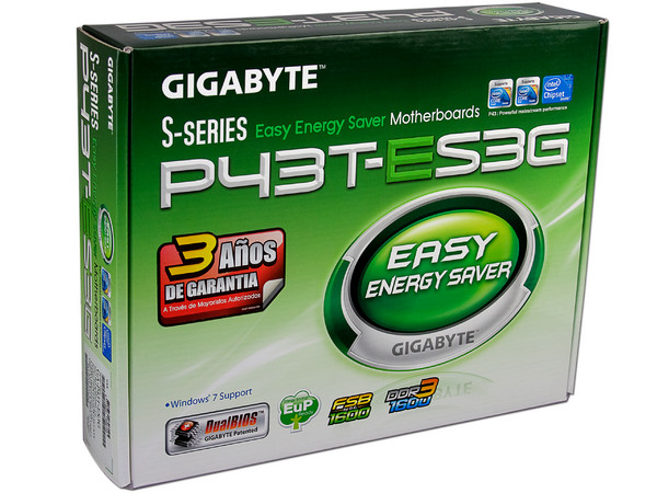 T. Madre Gigabyte P43T-ES3G, ChipSet Intel P43 Exp.,
Soporta: Core 2 Quad, Core 2 Duo, 1066/1333MHz,
Memoria: DDR3 1600/1333Mhz, 4 Bancos, 8GB Max,
Integrado: Audio HD, Red 10/100/1000 Mbit.
Diseño: ATX, Ptos: 1xPCEx16, 1xPCEx1, 5xPCI 