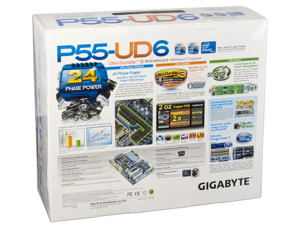 T. Madre Gigabyte GA-P55-UD6, ChipSet Intel P55 Exp.,
Soporta: Core i7 y Core i5 de Socket 1156,
Integrado: Audio 7.1, Red 10/100/1000,
Memoria: DDR3 2600+/1333/1066MHz, 16GB Max,
ATX, Ptos: 3xPCEx16, 2xPCIEx1, 2xPCI