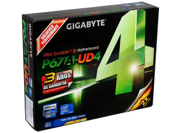 T. Madre Gigabyte P67A-UD4, ChipSet Intel P67 Exp.,
Soporta: Core i7, Core i5 y Core i3 de Socket 1155, 
USB 3.0 y Serial ATA 3.0, 
Memoria: DDR3 2133/1866/1600, 16GB Max, 
ATX, Ptos: 2xPCEx16, 3xPCIEx1, 2xPCI