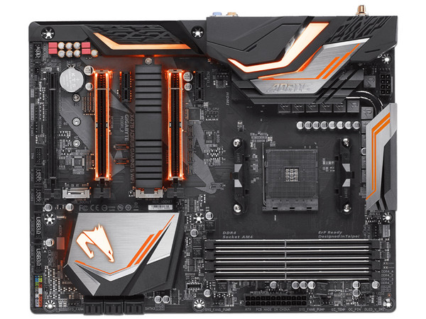 T. Madre Gigabyte X470 AORUS GAMING 5 WIFI, Chipset AMD X470,
Soporta: Procesador AMD Ryzen de 2ª Gen/7ª Gen A-series,
Memoria: DDR4 3200(O.C.)/2400/2133 MHz, 64GB Max,
Integrado: Audio HD, Red,
USB 3.0, SATA 3.0,
ATX, Ptos: 3xPCIEx16 2xPCIEx1.