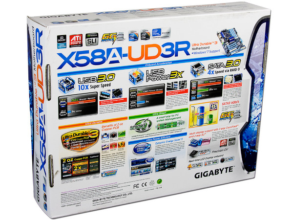 T. Madre Gigabyte GA-X58A-UD3R, ChipSet Intel X58 Exp.,
Soporta: Core i7 Socket 1366,
USB 3.0 y Serial ATA 3.0,
Memoria: DDR3 2200+/1333/1066MHz, 24GB Max,
ATX, Ptos: 4xPCEx16, 2xPCIEx1, 1xPCI