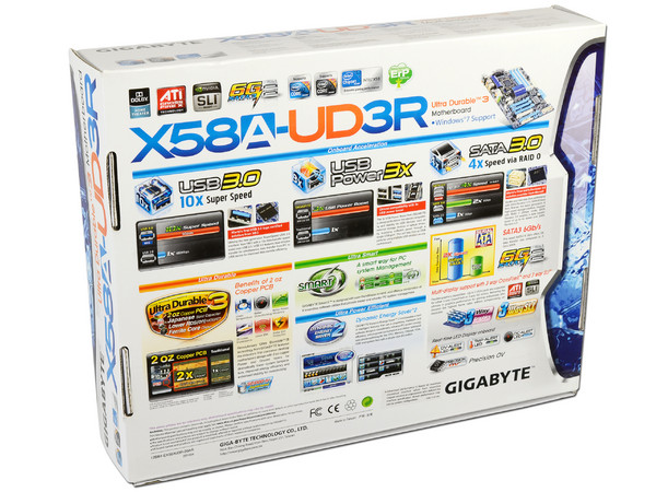 T. Madre Gigabyte GA-X58A-UD3R V2.0, ChipSet Intel X58 Exp.,
Soporta: Core i7 Socket 1366,
USB 3.0 y Serial ATA 3.0,
Memoria: DDR3 2200+/1333/1066MHz, 24GB Max,
Integrado: Audio HD, Red 10/100/1000,
ATX, Ptos: 4xPCIEx16, 2xPCIEx1