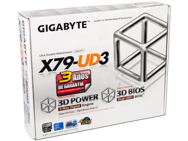 T. Madre Gigabyte X79-UD3, ChipSet Intel X79,
Soporta: Core i7 de Socket 2011,
Memoria: DDR3 2400/1866/1333/1066MHz, 32GB Max,
Integrado: Audio HD, Red,
USB 3.0 y SATA 3.0,
ATX, Ptos: 4xPCIEX16, 2xPCIEx1