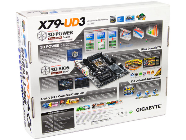 T. Madre Gigabyte X79-UD3, ChipSet Intel X79,
Soporta: Core i7 de Socket 2011,
Memoria: DDR3 2400/1866/1333/1066MHz, 32GB Max,
Integrado: Audio HD, Red,
USB 3.0 y SATA 3.0,
ATX, Ptos: 4xPCIEX16, 2xPCIEx1