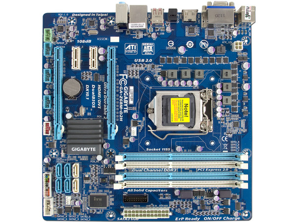 T. Madre Gigabyte GA-Z68M-D2H, ChipSet Intel Z68 Exp.,
Soporta: Core i7/i5/i3/Pentium G/Celeron G de Socket 1155, 
Serial ATA 3.0, 
Memoria: DDR3 2133/1866/1600/1333/1066MHz, 32GB Max, 
Micro-ATX, Ptos: 2xPCIEx16, 1xPCIEx1.