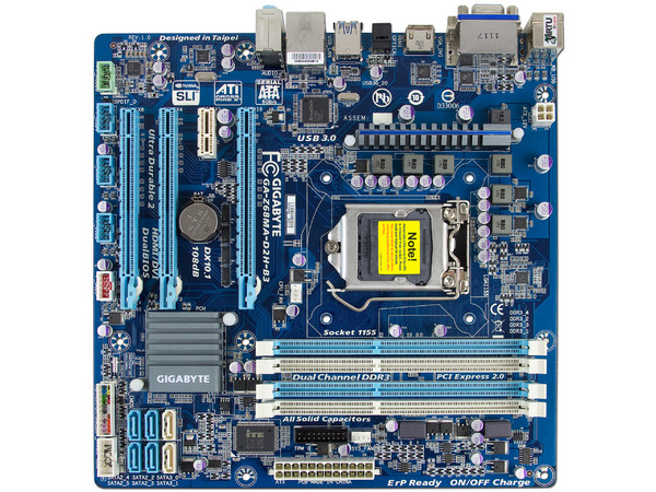 T. Madre Gigabyte GA-Z68MA-D2H-B3, ChipSet Intel Z68 Exp.,
Soporta: Core i7/i5/i3 de Socket 1155, 
USB 3.0 y Serial ATA 3.0, 
Memoria: DDR3 2133/1600/1066MHz, 32GB Max, 
Micro-ATX, Ptos: 3xPCIEx16, 1xPCIEx1.