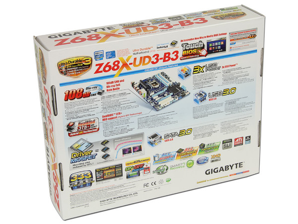 T. Madre Gigabyte GA-Z68X-UD3-B3, ChipSet Intel Z68 Exp.,
Soporta: Core i7/i5/i3 de Socket 1155, 
USB 3.0 y Serial ATA 3.0, 
Memoria: DDR3 2133/1866/1600MHz, 32GB Max, 
ATX, Ptos: 2xPCIEx16, 3xPCIEx1.