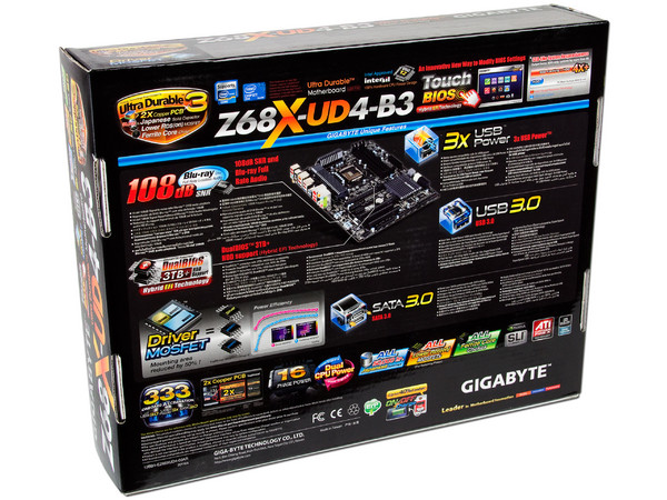 T. Madre Gigabyte GA-Z68X-UD4-B3, ChipSet Intel Z68 Exp.,
Soporta: Core i7/i5/i3 de Socket 1155, 
USB 3.0 y Serial ATA 3.0, 
Memoria: DDR3 2133/1866/1600, 32GB Max, 
ATX, Ptos: 2xPCIEx16, 2xPCIEx1, 2xPCI
