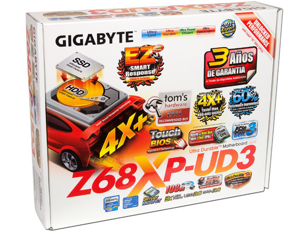 T. Madre Gigabyte GA-Z68XP-UD3-B3, ChipSet Intel Z68 Exp.,
Soporta: Core i7/i5/i3 de Socket 1155, 
USB 3.0 y Serial ATA 3.0, 
Memoria: DDR3 2133/1866/1600MHz, 32GB Max, 
ATX, Ptos: 2xPCIEx16, 3xPCIEx1.