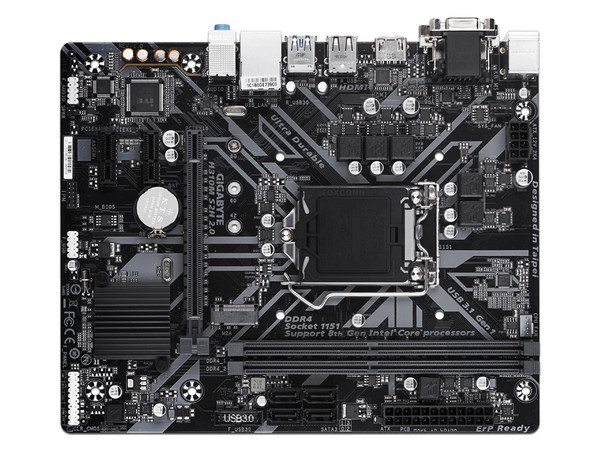 T. Madre Gigabyte H310M S2H 2.0, Chipset Intel H310,
Soporta: Intel Core/ Pentium/ Celeron de 9na y 8va Gen, Socket 1151,
Memoria: DDR4 2666/2133 MHz, 32GB Max,
Integrado: Audio HD, Red, USB 3.0, SATA 3.0 y M.2,
Micro-ATX, Ptos: 1xPCIEx16, 2xPCIEx1.