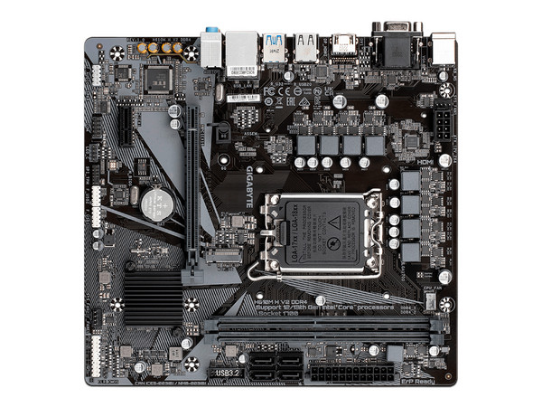 T. Madre GIGABYTE H610M H V2 DDR4: 
Chipset Intel H610, Soporta: Intel 13va Generación de Socket 1700, 
Memoria: DDR4 3200 / 2933 / 2133 MHz, 64GB Max, 
Integrado: AudioHD, Red, USB 3.2 y SATA 3.0, M.2, 
Micro-ATX, Ptos: 1xPCIEx16, 1xPCIEx1.
