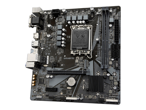T. Madre GIGABYTE H610M H V2 DDR4: 
Chipset Intel H610, Soporta: Intel 13va Generación de Socket 1700, 
Memoria: DDR4 3200 / 2933 / 2133 MHz, 64GB Max, 
Integrado: AudioHD, Red, USB 3.2 y SATA 3.0, M.2, 
Micro-ATX, Ptos: 1xPCIEx16, 1xPCIEx1.