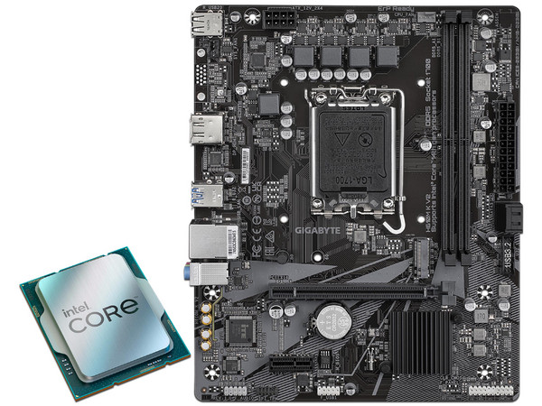 Kit de T. Madre GIGABYTE H610M K V2 y Procesador Intel Core I5 12400 (hasta 4.4 GHz),
Chipset Intel H610,
Segmento: Básico,
Soporta: Intel 14va Gen, Socket 1700,
Memoria: DDR5 5200+MT/s, 128GB Máx,
AudioHD, USB 3.2 y M.2,
M-ATX, Ptos: 1xPCIE4.0x16.