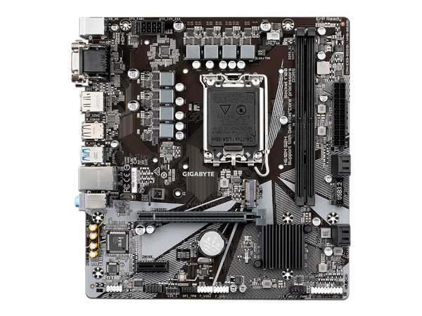 T. Madre GIGABYTE H610M S2H DDR5, Chipset Intel H610,
Soporta: Intel 13va y 14va Generación, Socket 1700,
Memoria: DDR5 5600 / 5200 / 4400 MHz, 64GB Máx,
Integrado: AudioHD, Red, USB 3.2, SATA 3.0 y M.2,
Micro-ATX, Ptos: 1xPCIE4.0x16, 1xPCIEx3.0x16