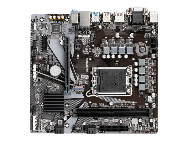 T. Madre GIGABYTE H610M S2H DDR5, Chipset Intel H610,
Soporta: Intel 13va y 14va Generación, Socket 1700,
Memoria: DDR5 5600 / 5200 / 4400 MHz, 64GB Máx,
Integrado: AudioHD, Red, USB 3.2, SATA 3.0 y M.2,
Micro-ATX, Ptos: 1xPCIE4.0x16, 1xPCIEx3.0x16