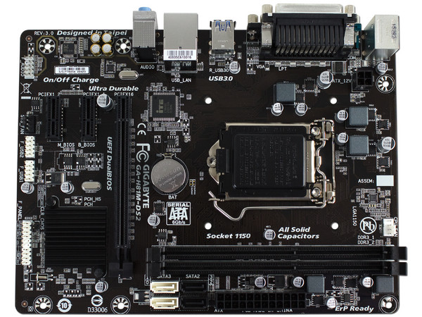 T. Madre Gigabyte H81M-DS2 Chipset Intel H81 Exp.,
Soporta: Core i7/i5/i3 de Socket 1150,
Memoria: DDR3 1600/1333 MHz 16 GB Max,
Integrado: Audio HD, Red,
USB 3.0 y SATA 3.0,
Micro-ATX, Ptos: 1xPCIEx16, 1xPCIEx1.
