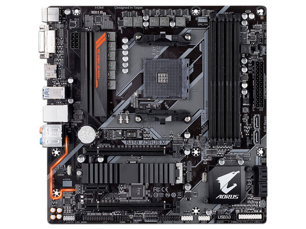 T. Madre Gigabyte B450 AORUS M, ChipSet AMD B450,
Soporta: AMD Ryzen 2nda Generación,
Memoria: DDR4 3200(O.C.) / 2400 / 2133 MHz, 64GB Max,
Integrado: Audio HD, Red, USB 3.0 y SATA 3.0,
Micro-ATX, Ptos: 1xPCIEx16, 3xPCIEx1. Incluye Ryzen 7 4750G