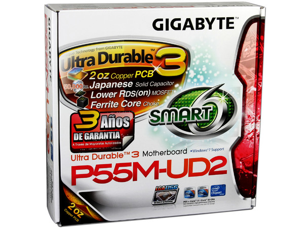 T. Madre Gigabyte GA-P55M-UD2, ChipSet Intel P55 Exp.,
Soporta: Core i7 y Core i5 de Socket 1156,
Integrado: Audio 7.1, Red 10/100/1000,
Memoria: DDR3 2200+/1333/1066MHz, 16GB Max,
ATX, Ptos: 1xPCEx16, 1xPCIEx4, 2xPCI