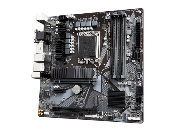 T. Madre GIGABYTE Q670M D3H DDR4:
Chipset Intel Q670,
Segmento: Alto,
Soporta: Intel de 12va Generación de Socket 1700, 
Memoria: DDR4 5333/3200/2133 MHz, 128GB máx, 
Audio HD, Red, USB 3.2, SATA 3.0, M.2, 
Micro ATX, Ptos: 1xPCIex16, 1xPCIex1.